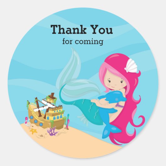かわいい人魚 ラウンドシール (正面)