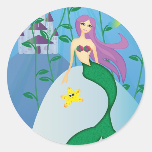 かわいい人魚 ラウンドシール (正面)