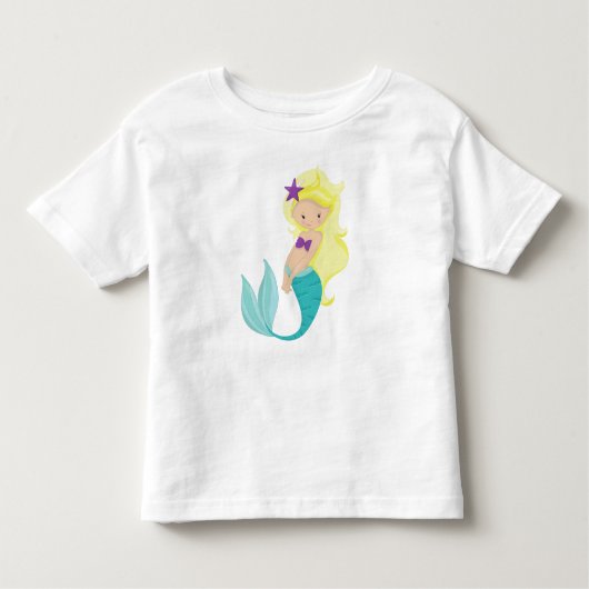 かわいい人魚, リトルマーメイド, 金髪, 星 トドラーTシャツ (正面)