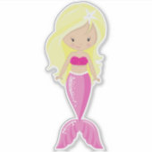 かわいい人魚、小さな人魚、金髪、尾 シール (正面)