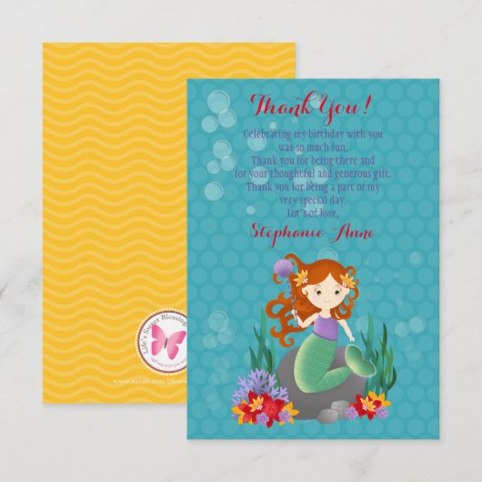 かわいい人魚 招待状 (正面/裏面)