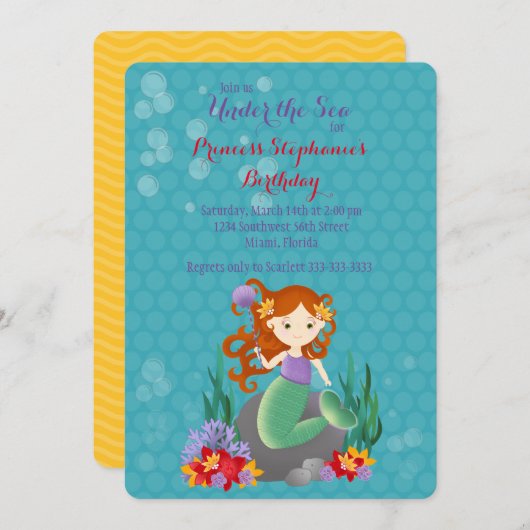 かわいい人魚 招待状 (正面/裏面)