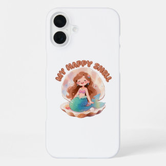 かわいい人魚 私の幸せな貝殻 引用 パステル美学 iPhone 16 PLUSケース