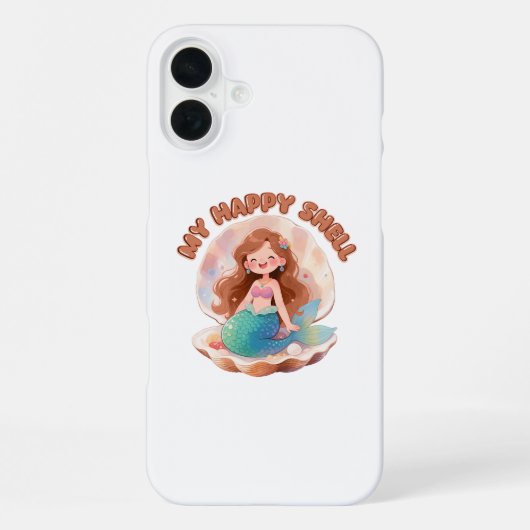 かわいい人魚 私の幸せな貝殻 引用 パステル美学 iPhoneケース (裏面)