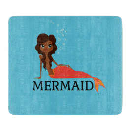 かわいい人魚(美しい黒人女性) カッティングボード