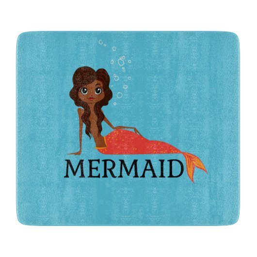 かわいい人魚（美しい黒人女性） カッティングボード (正面)