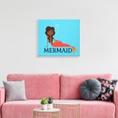 かわいい人魚（美しい黒人女性） キャンバスプリント (インサイチュ (リビング))