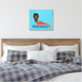 かわいい人魚（美しい黒人女性） キャンバスプリント (インサイチュ (寝室))