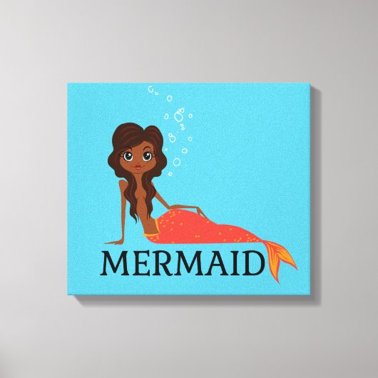 かわいい人魚（美しい黒人女性） キャンバスプリント (正面)
