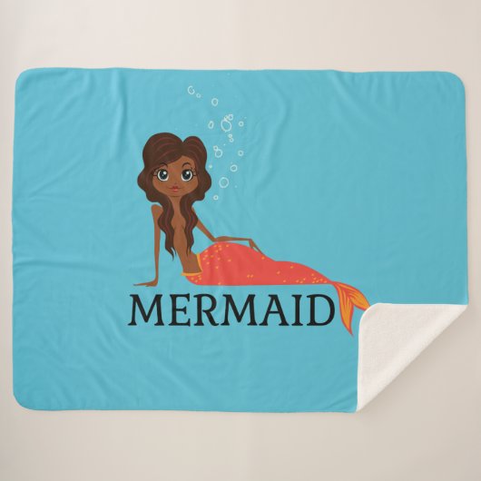 かわいい人魚（美しい黒人女性） シェルパブランケット (正面(横))