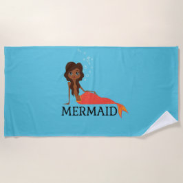 かわいい人魚(美しい黒人女性) ビーチタオル