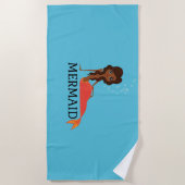 かわいい人魚（美しい黒人女性） ビーチタオル (正面)