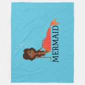 かわいい人魚（美しい黒人女性） フリースブランケット (正面)