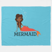 かわいい人魚（美しい黒人女性） フリースブランケット (正面(横))