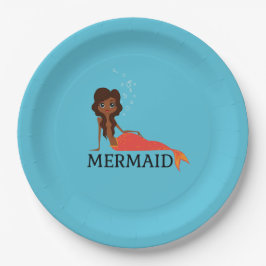 かわいい人魚(美しい黒人女性) ペーパープレート