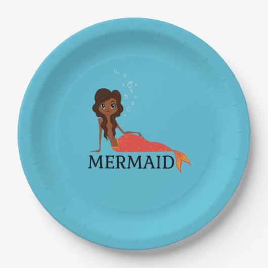かわいい人魚（美しい黒人女性） ペーパープレート (正面)