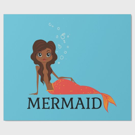 かわいい人魚（美しい黒人女性） ラッピングペーパー (フラット)