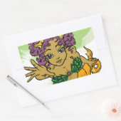 かわいい人魚 長方形シール (封筒)