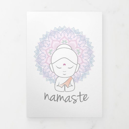 かわいい仏様がナマステを言う 三つ折りクリスマスカード (カバー)