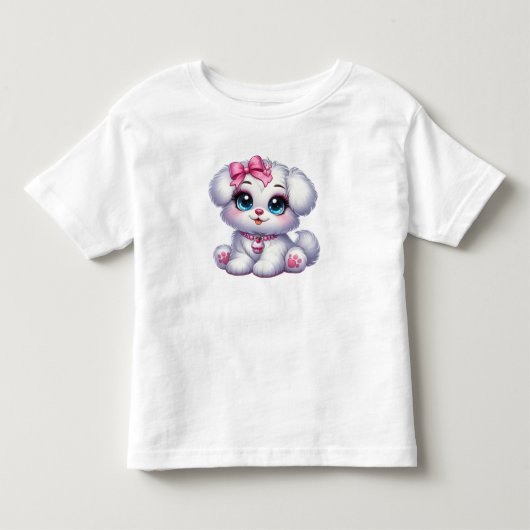 かわいい仔犬のガールズTシャツ トドラーTシャツ (正面)
