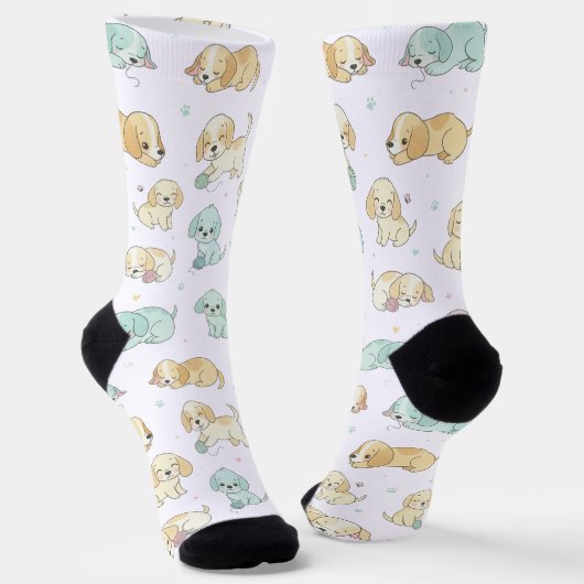 かわいい仔犬のクルーソックス ソックス (傾斜あり)