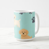 かわいい仔犬の模様 コーヒーマグカップ (正面右)