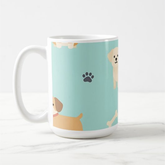 かわいい仔犬の模様 コーヒーマグカップ (左)