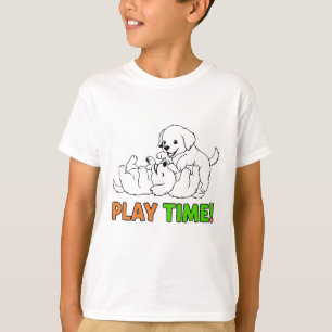 かわいい仔犬の遊び時間 - 愛らしいゴールデンレトリバー Tシャツ
