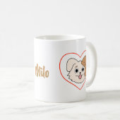 かわいい仔犬ハートマグカップ - 愛犬家へのギフト コーヒーマグカップ (正面右)
