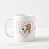 かわいい仔犬ハートマグカップ - 愛犬家へのギフト コーヒーマグカップ (左)