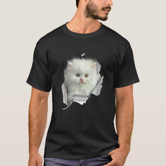 かわいい仔犬 ペルシャ猫 顔 ペルシャ猫 Tシャツ (正面)