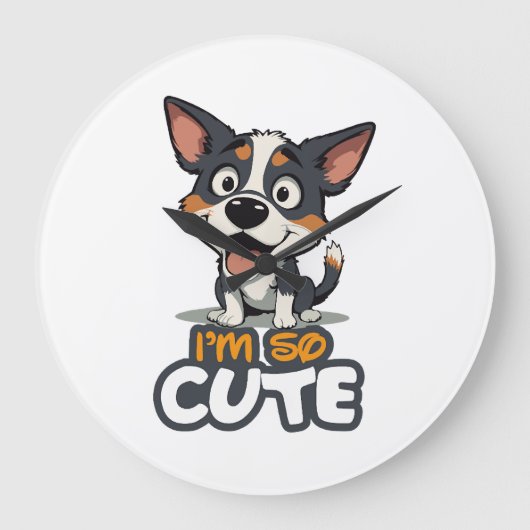かわいい仔犬 ラージ壁時計 (正面)