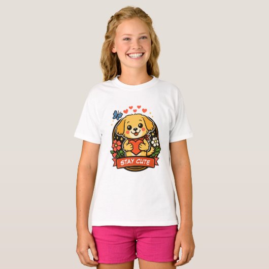 かわいい仔犬 Tシャツ (正面フル)