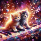 かわいい仔猫のピアノバレンタイン シーズンカード
