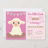 かわいい仔羊の子供の誕生日パーティーの招待状 招待状 (正面)