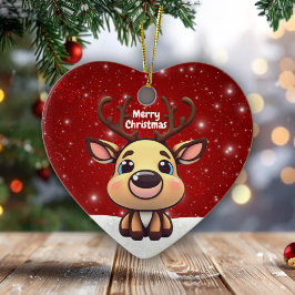 かわいい仔鹿とクリスマスの飾り 🦌 🎄 メリークリスマス セラミックオーナメント