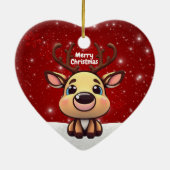 かわいい仔鹿とクリスマスの飾り 🦌 🎄 メリークリスマス セラミックオーナメント (裏面)
