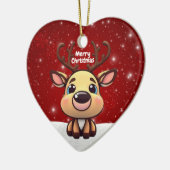 かわいい仔鹿とクリスマスの飾り 🦌 🎄 メリークリスマス セラミックオーナメント (左)