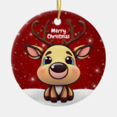 かわいい仔鹿のクリスマス🎄🦌 セラミックオーナメント (正面)