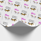 かわいい他のおばさんユニコーンパターン誕生日 ラッピングペーパー (角)