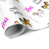 かわいい他のおばさんユニコーンパターン誕生日 ラッピングペーパー (ロールコーナー)