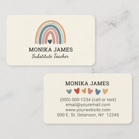 かわいい代替先生クリームボホレインボー 名刺 (正面/裏面)