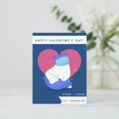 かわいい仮面ネコおもしろい教室キッズバレンタインデー ポストカード (スタンド正面)