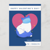 かわいい仮面ネコおもしろい教室キッズバレンタインデー ポストカード (正面)