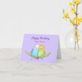 かわいい仲間のカスタマイズ可能な名前ハッピーバースデー カード (黄色い花)