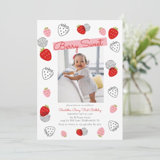 かわいい任意の年フォトベリースウィート誕生日 招待状 (スタンド正面)