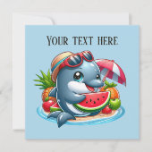 かわいい任意の目的ビーチパーティーイルカ 招待状 (正面)