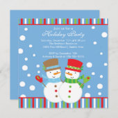 かわいい休日のクリスマスのパーティの招待状の雪だるま 招待状 (正面/裏面)