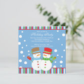 かわいい休日のクリスマスのパーティの招待状の雪だるま 招待状 (スタンド正面)