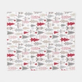 かわいい休日のクリスマスツリーパターン フリースブランケット (正面(横))